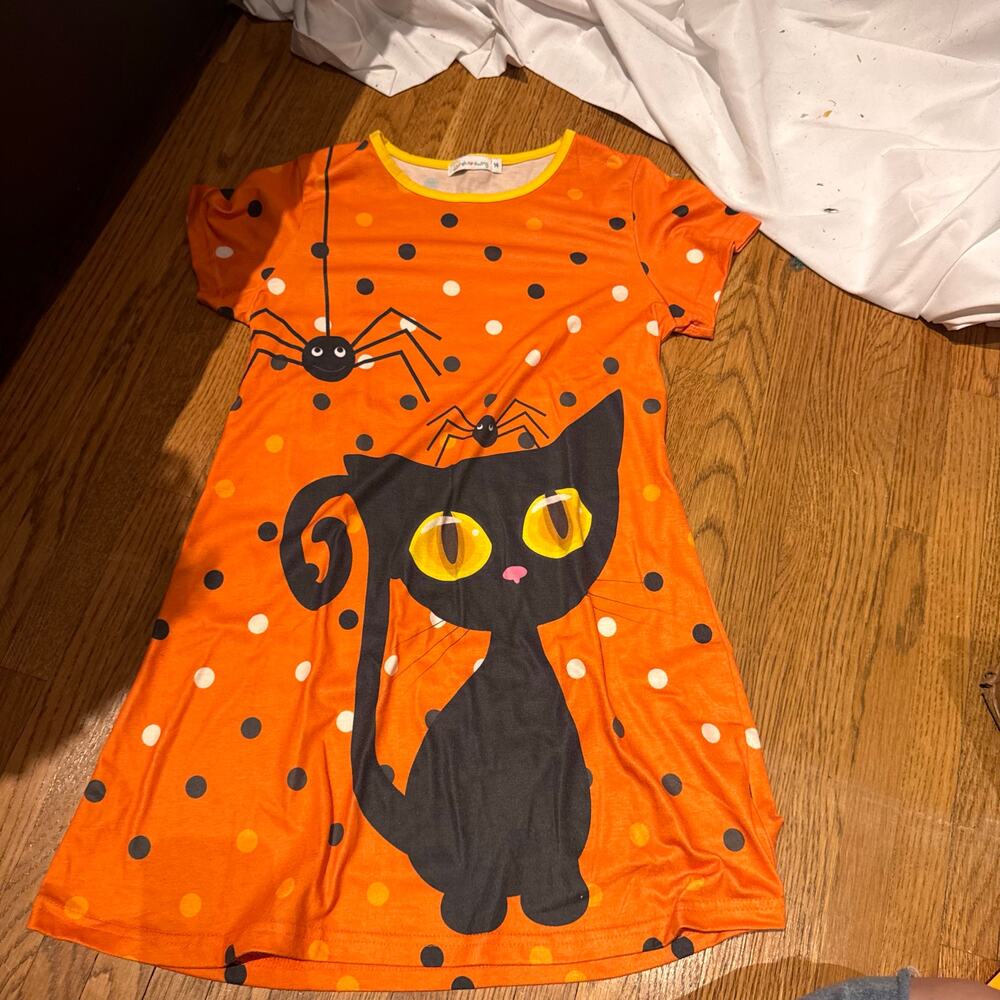 Sunshine swing kids Halloween dress with cat size 14